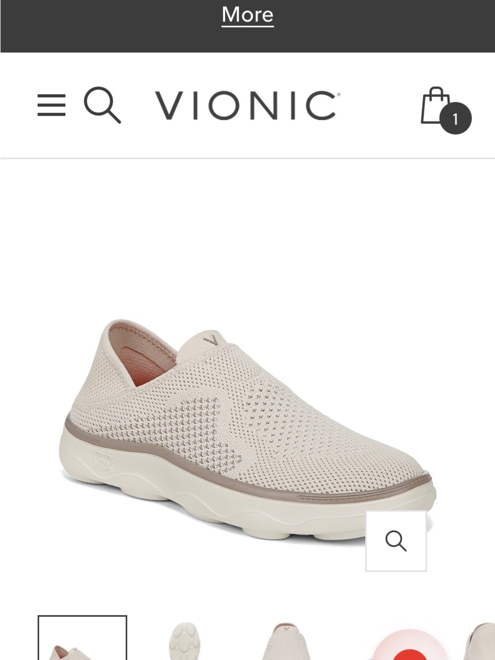 Vionic Women’s Slip-On Knit Loafer in Cream with Taupe Trim